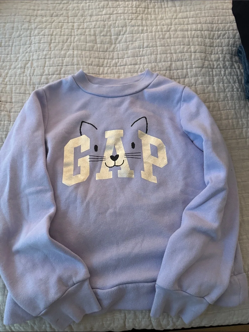 GAP Lavender Pullover Sweatshirt with Cat Face Logo